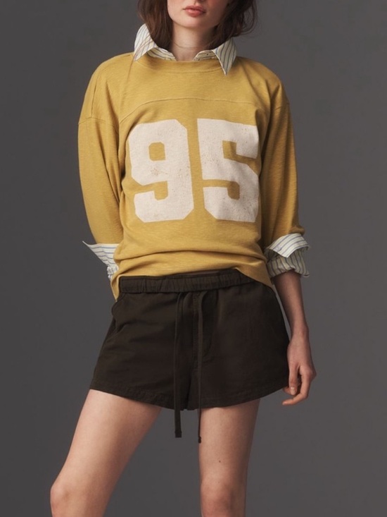Pilcro Tops - Pilcro ✨ Anthropologie 3/4 Sleeve Varsity Tee in Sun Yellow